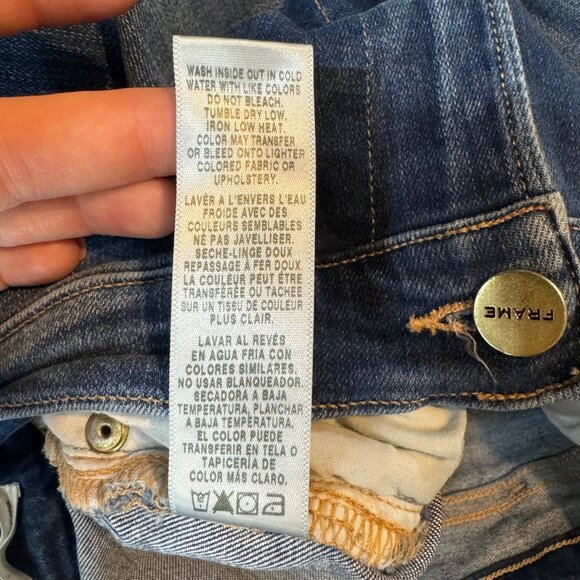 FRAME Le High Skinny Crop Jeans Womens Blue Gaby Distressed Ripped Denim Size 25 - Picture 8 of 12